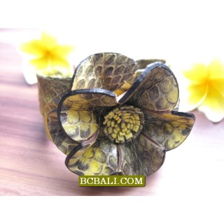 Genuine Leather Snake Bracelets Flower 